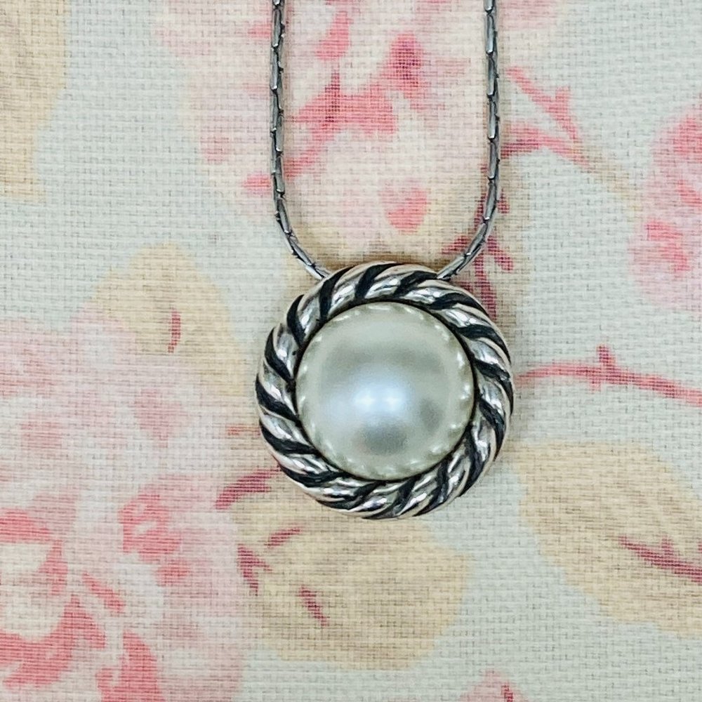 Brighton Brand Reversible Pearl Sparkly White Stones Necklace